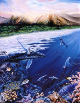 動物 Painting - イルカの海底